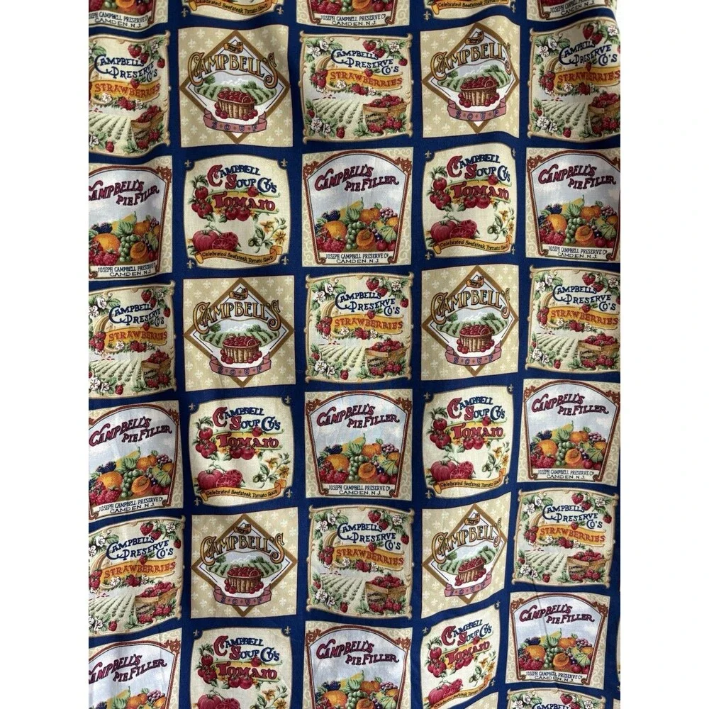 VTG 2001 Campbell Soup Labels Concord Fabrics Cotton Fabric (78x42) 2+ Yards